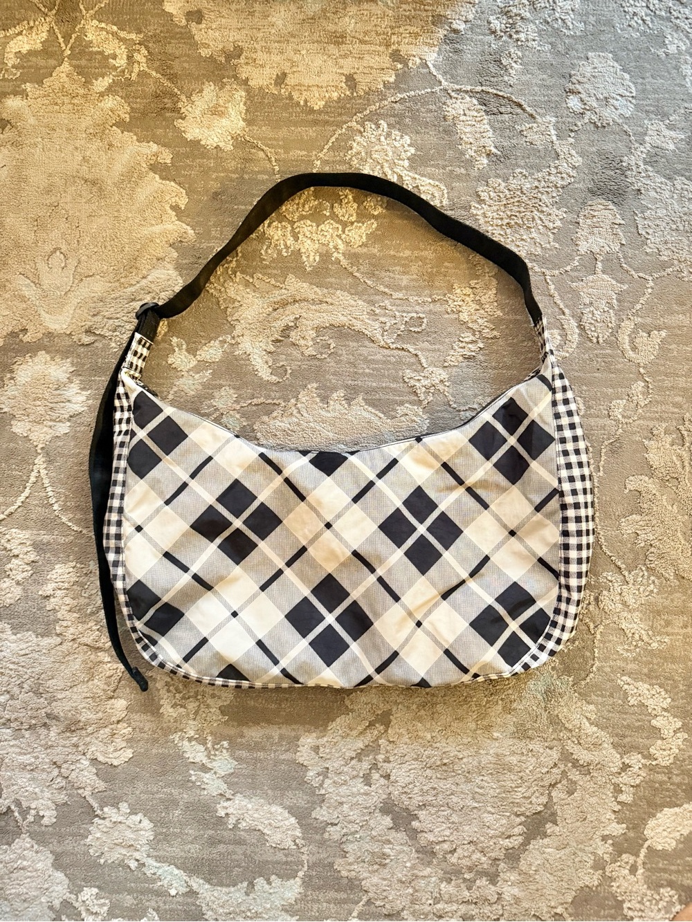 BAGGU Large Nylon Crescent Bag - Mixed Plaid